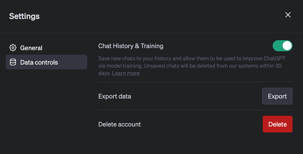 ChatGPT security settings