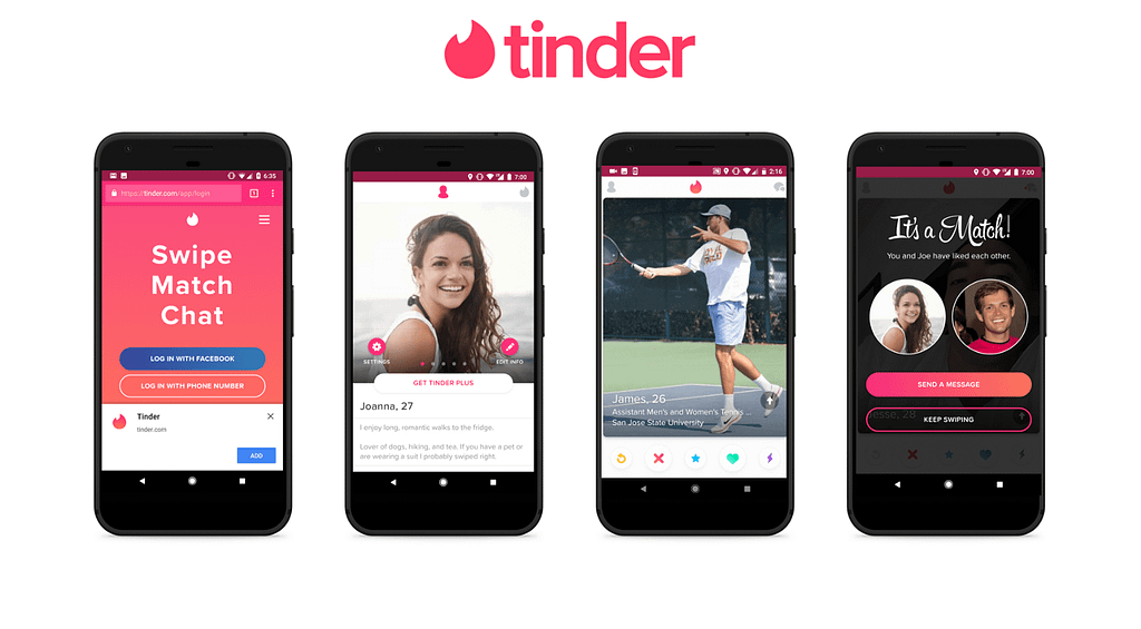 image presenting one of the successful PWA examples - Tinder 
