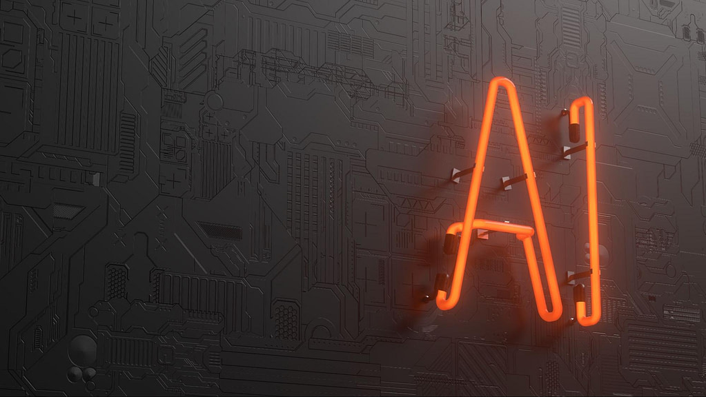 an "AI" neon representing generative AI