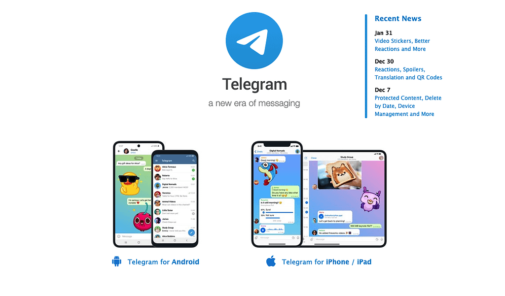 image presenting one of the successful PWA examples - Telegram