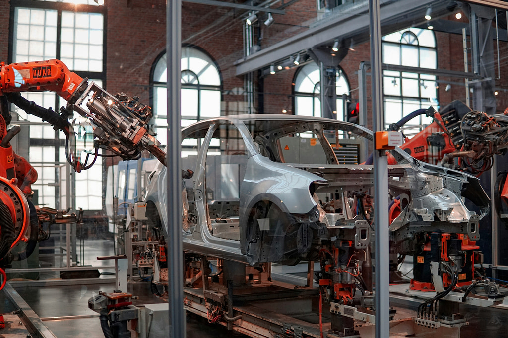 A picture presenting car parts production process
