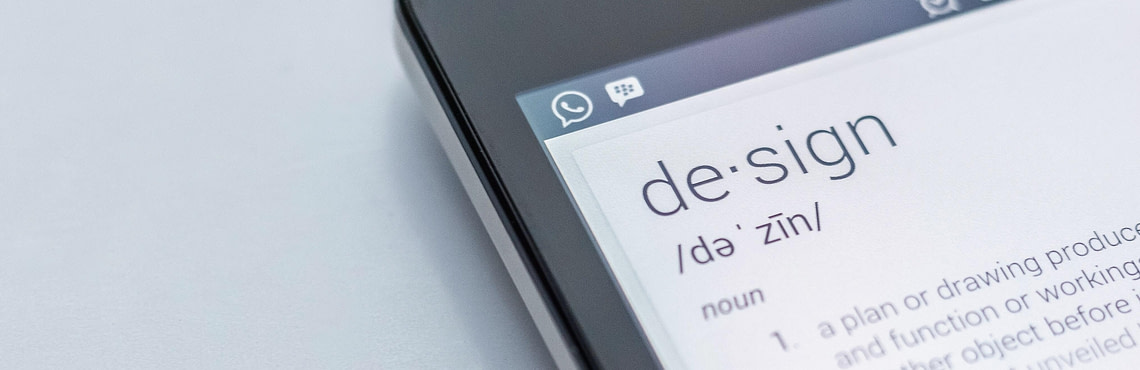 a mobile screen with the definition of desgin
