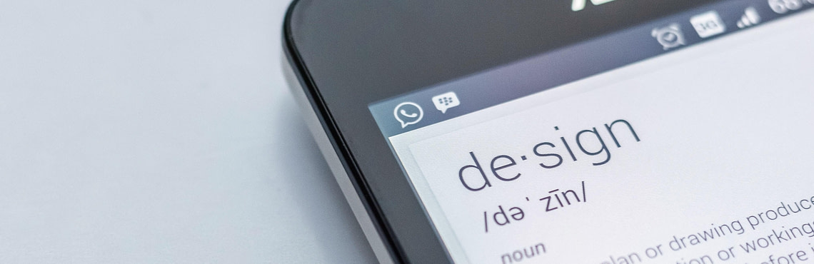 a mobile screen with the definition of desgin