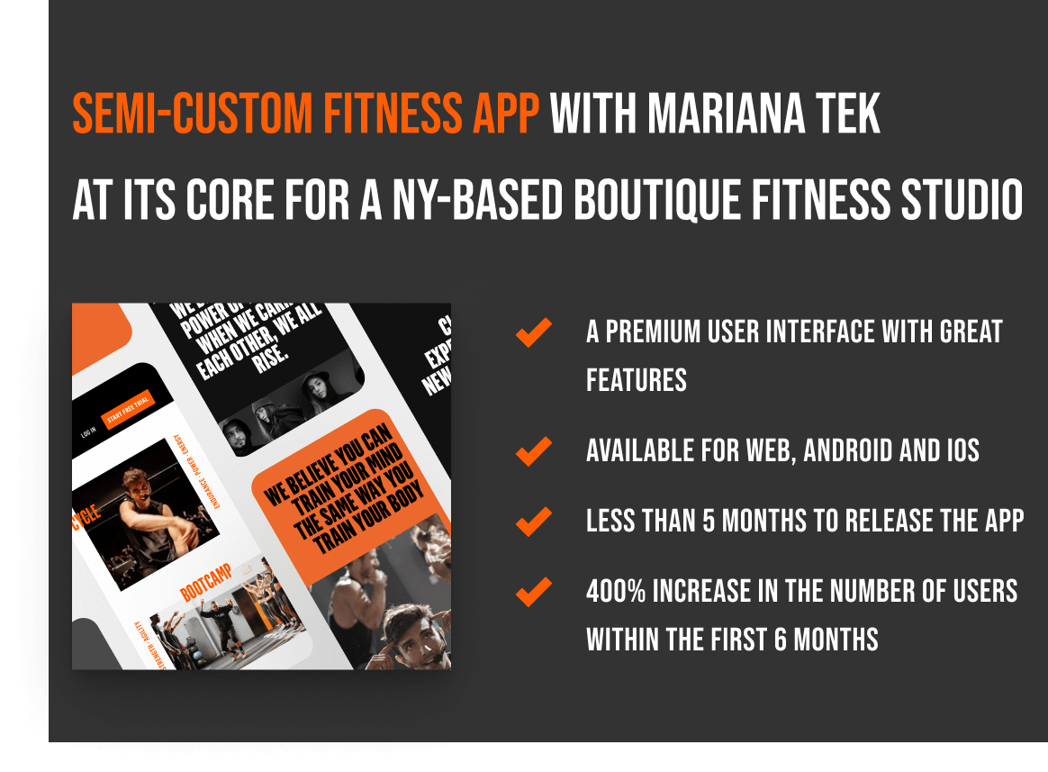 Case study illustration: semi-custom MarianaTek-based fitness app