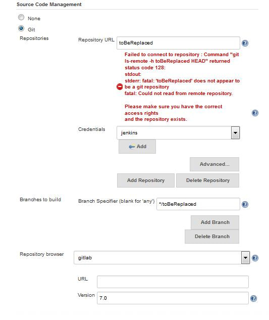Make Jenkins speak Git Flow - Release job Source Code Management configuration screenshot