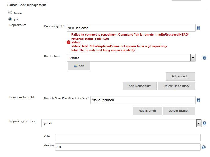 Make Jenkins speak Git Flow - Repository URL setup screenshot