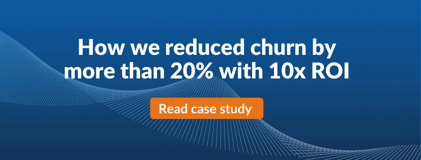 CTA banner inviting to read the case study about churn reduction