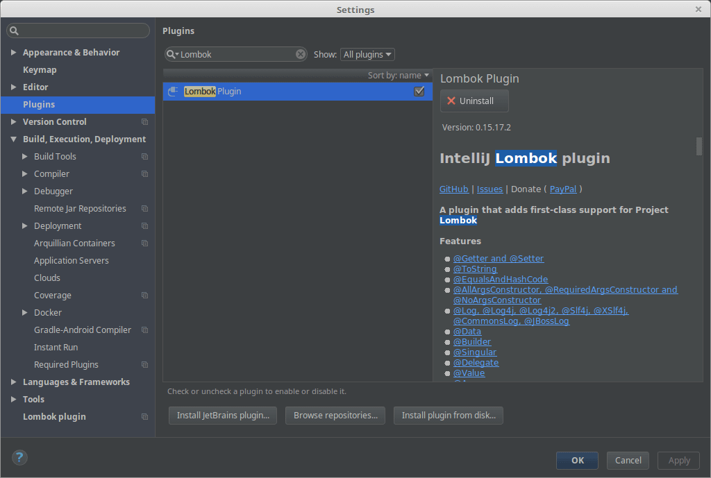 install lombok intellij