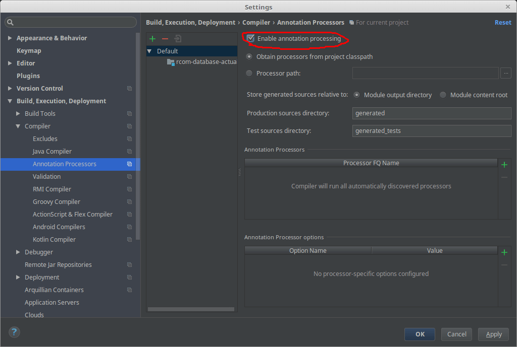 Enable annotation processing to use Lombok in a Java code