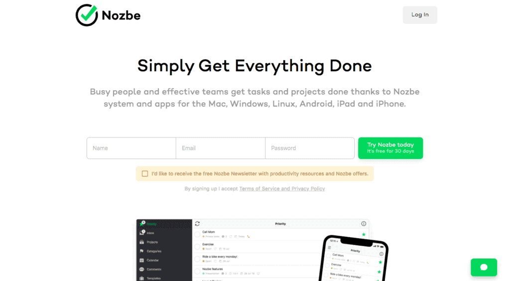 Nozbe - task organization tool