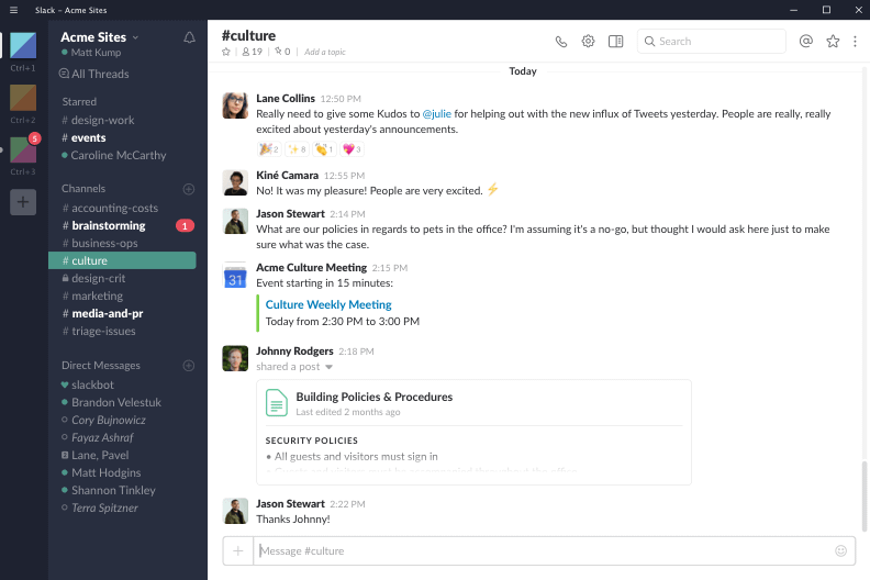 Slack screenshot